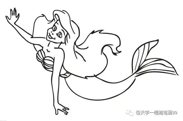 每天学一幅简笔画——12款简单漂亮的美人鱼简笔画图片大全