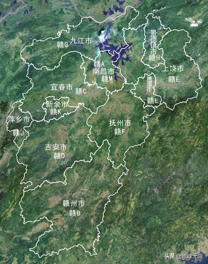 江西省车牌号首字母分布地图