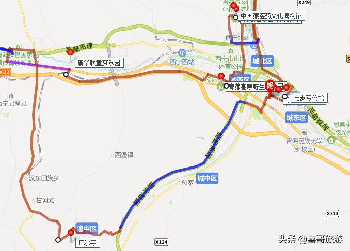 西宁旅游必去十大景点，自驾游攻略及路线图
